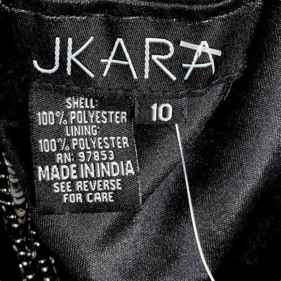 JKARA Black Asymmetrical Sequin Cocktail Evening Dress Size 10 - Picture 5 of 11